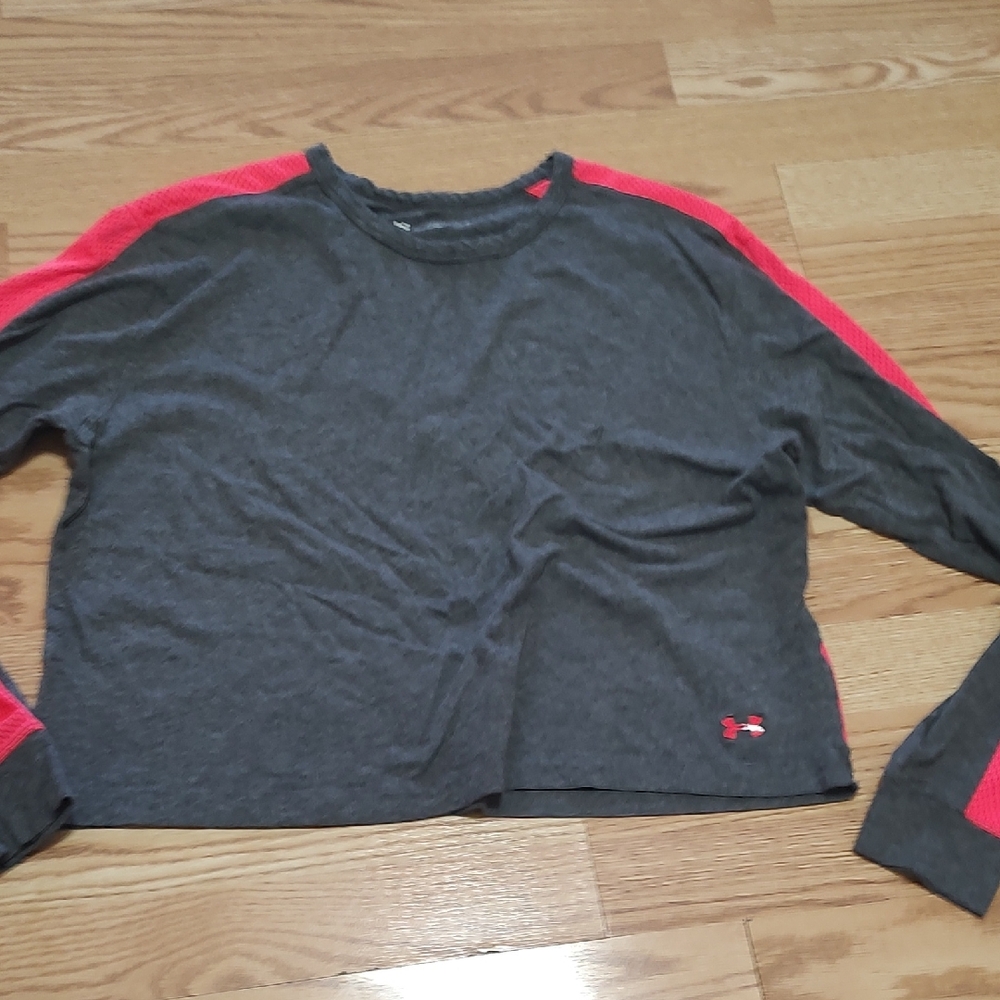 Under Armour Charcoal and Crimson Long Sleeve Top